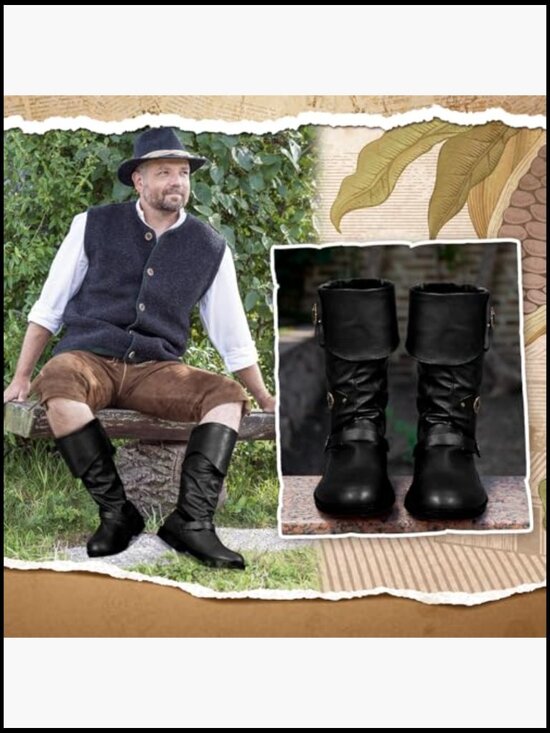 Medieval Renaissance Steampunk Cosplay Boots with Button Detail main image 7
